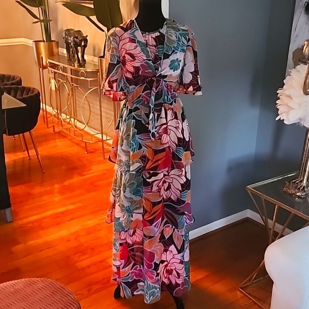 Donna ricco floral print maxi dress sz 4